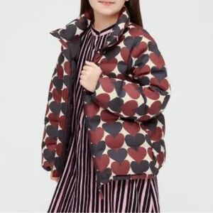 Heart Pattern Puffer Jacket marimekko Uniqlo girls sz 13